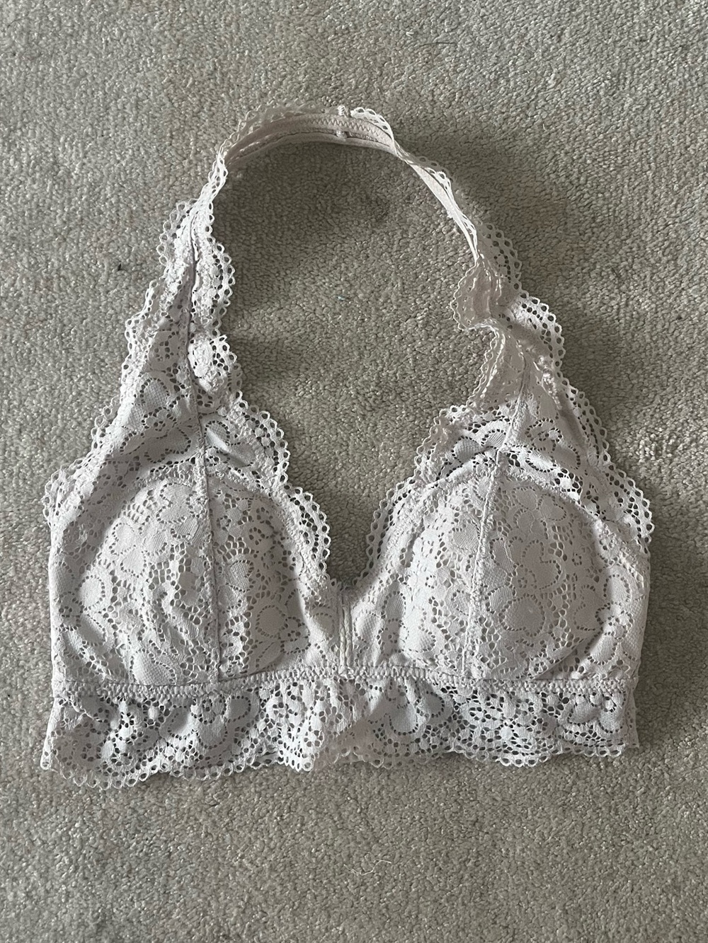 Aerie Lace Halter Bralette in Light Beige